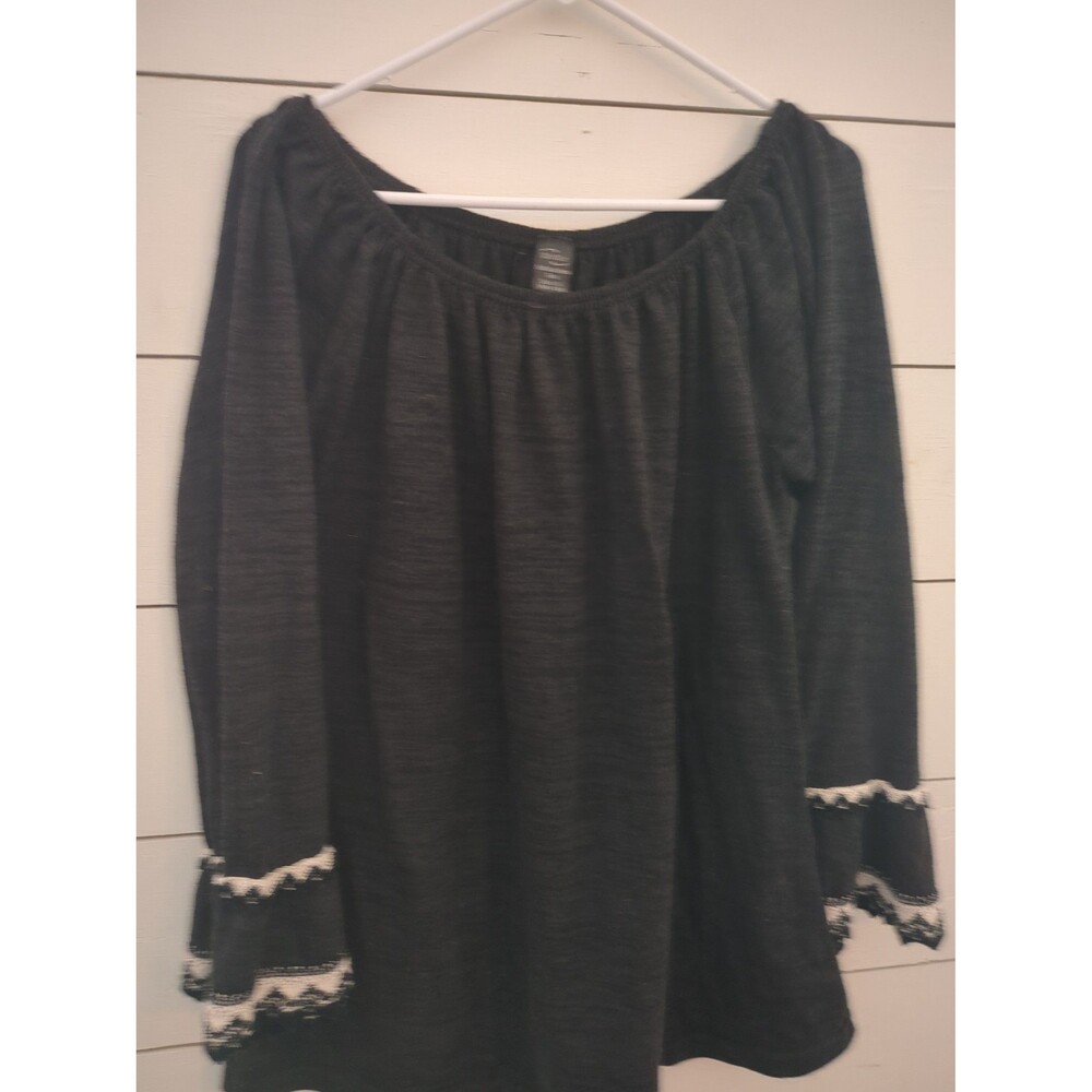 Women's long sleeve boho top bell sleeve lace off the shoulder tunic fall winter